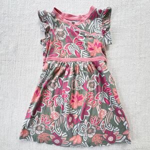 Tea Collection Green & Pink Floral Wrap Dress GUC 4